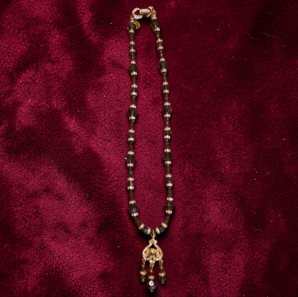 Lorren Bell Gold and Smoky Bead Drop Pendant Necklace - Women's‎ Jewelry